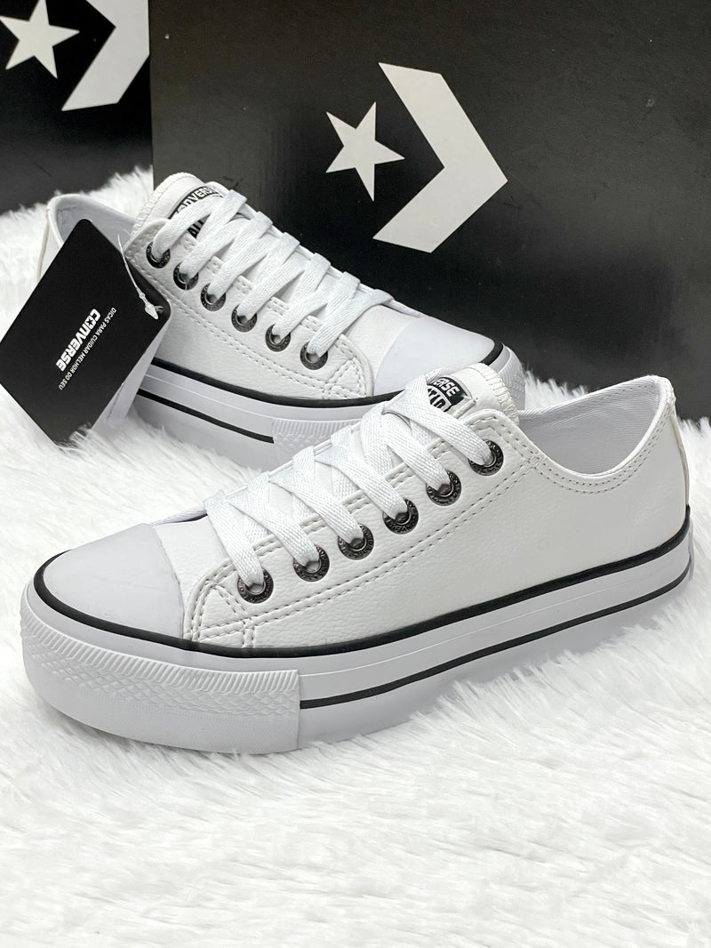 All Star Branco Couro Plataforma Original Plataforma All Star
