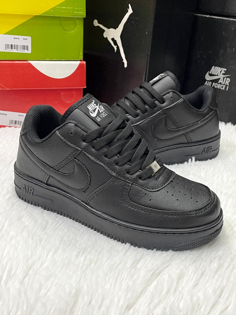 All black mid top air sale force ones