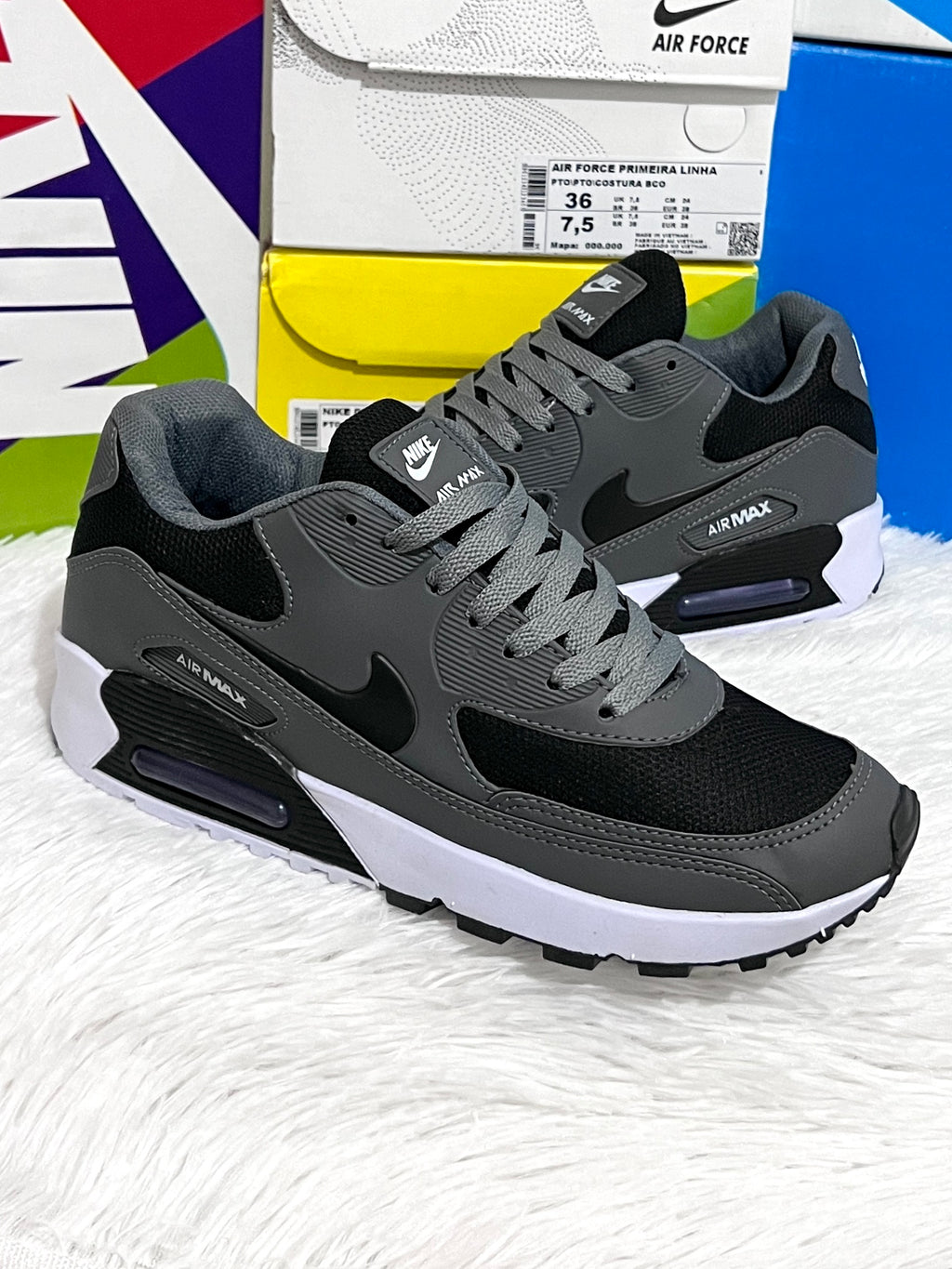 90 Feminino Air Max 90 Preto Couro Nike Air Max 90 Tênis Em Couro