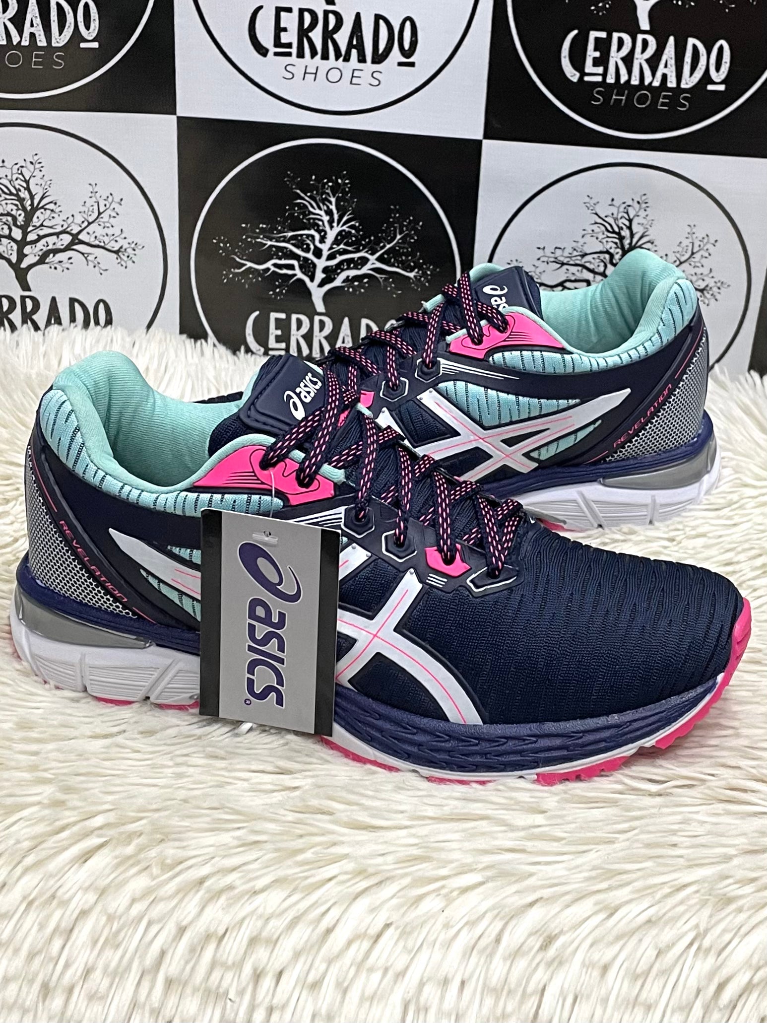 Asics Revelation 1 Marinho, Verde água c/ Rosa