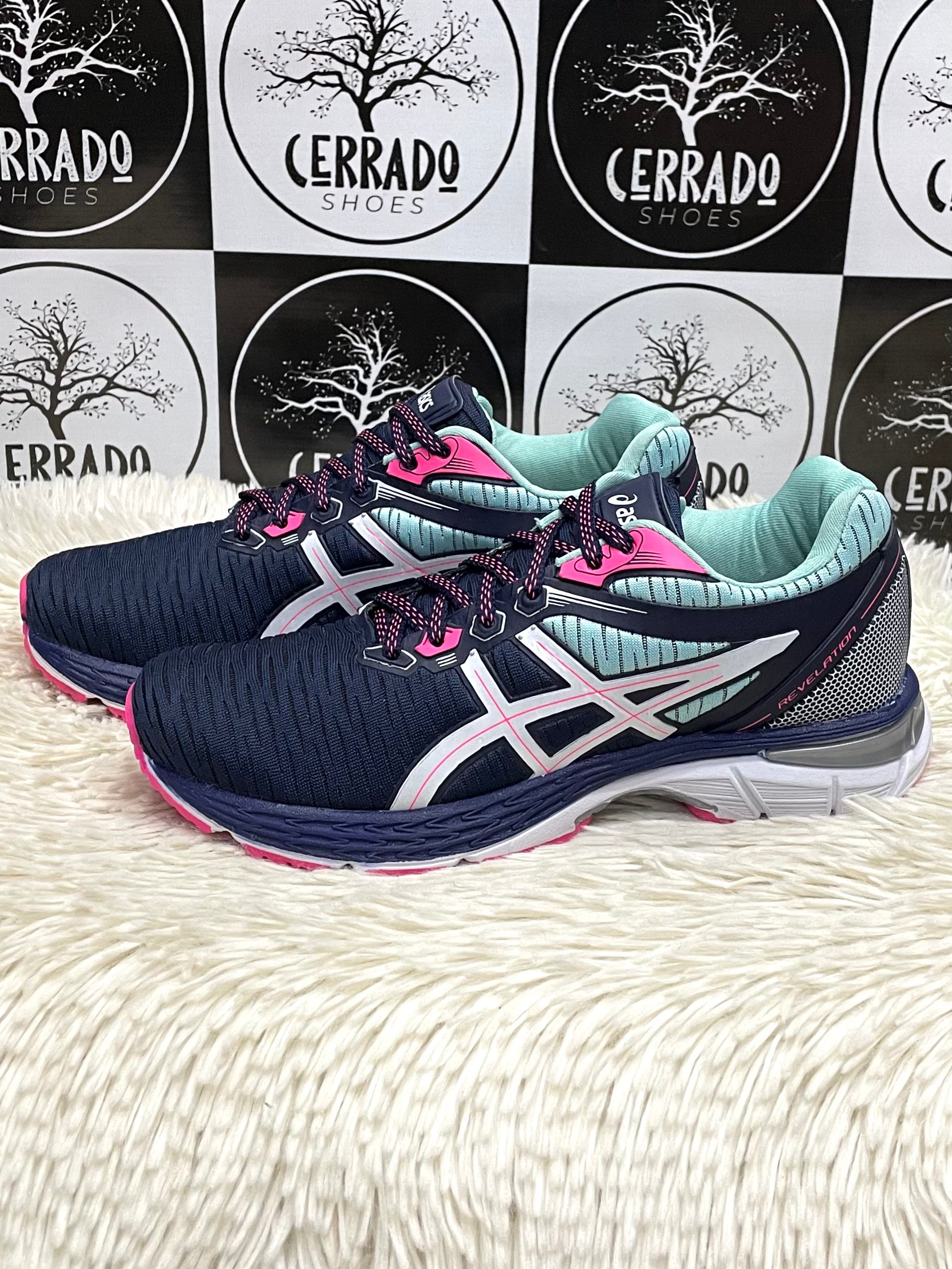 Asics Revelation 1 Marinho, Verde água c/ Rosa