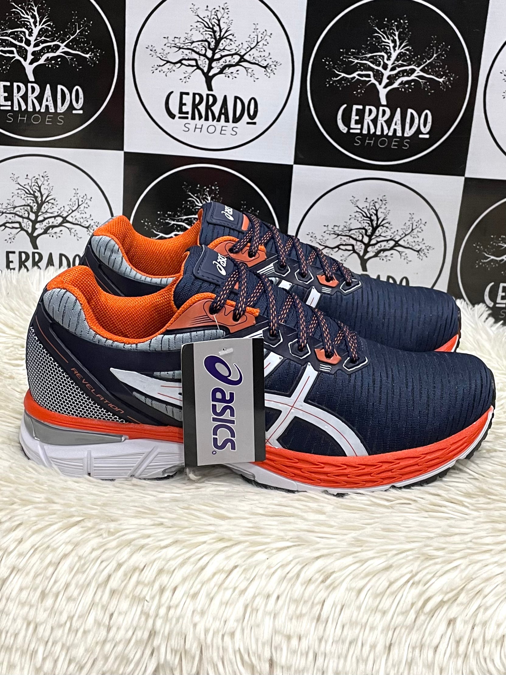 Asics Revelation 1 Marinho c/ Laranja