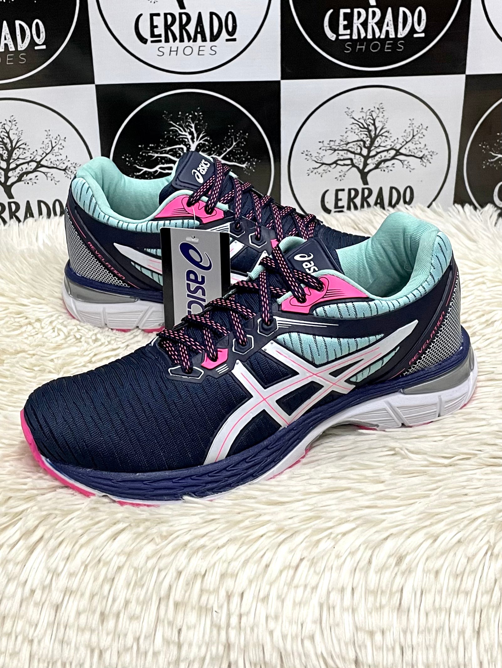 Asics Revelation 1 Marinho, Verde água c/ Rosa