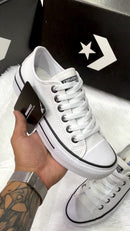 Converse All Star Chuck Taylor Branco couro plataforma