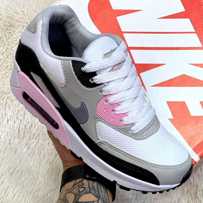 Nike air max 90 top feminino cinza e rosa