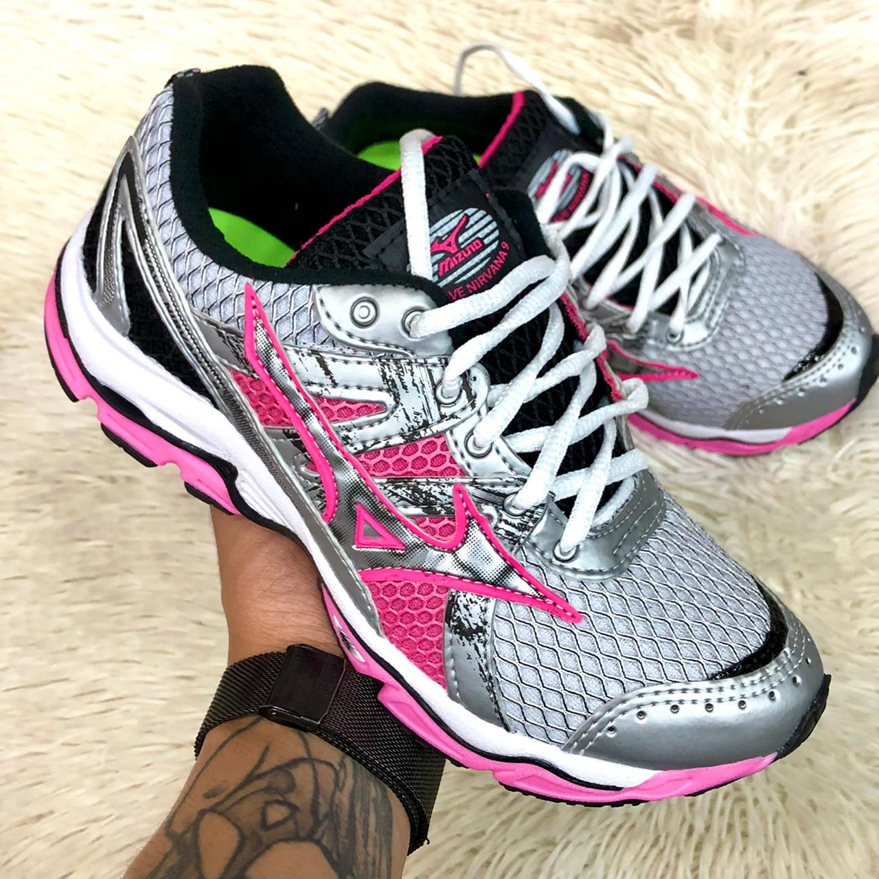 Mizuno Nirvana 9 Cinza c/ Rosa